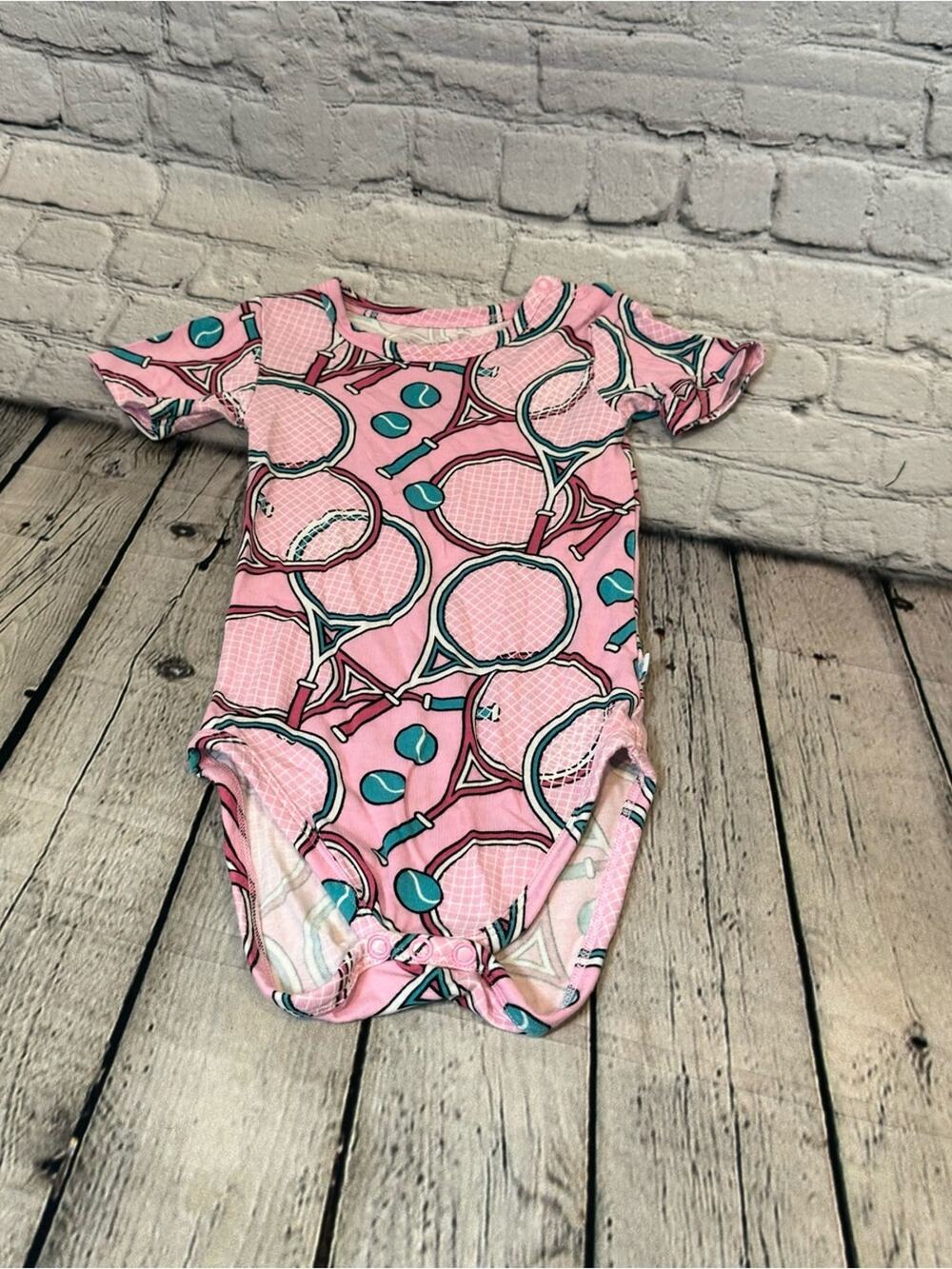 Posh Peanut Tennis Pattern Bamboo Bodysuit